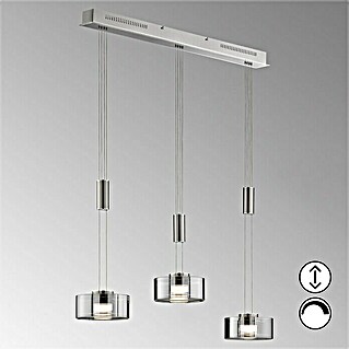 Fischer & Honsel LED-Pendelleuchte Lavin (27 W, L x B x H: 100 x 20 x 160 cm, Rauchfarben, Nickel/Chrom, Warmweiß, 3 Stk.)