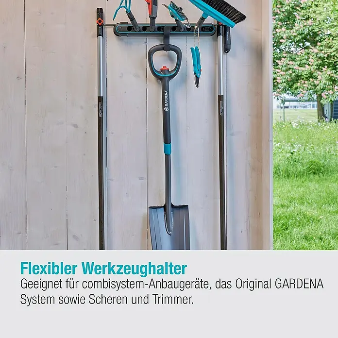 Gardena Halterung Einzelstecker Flex - Passend für: GARDENA combisystem, das Original GARDENA System & Scheren - Flexibler Werkzeughalter zur Aufbewahrung von Gartengeräten der Marke Gardena. Ideal für Scheren, Trimmer und combisystem-Anbaugeräte.