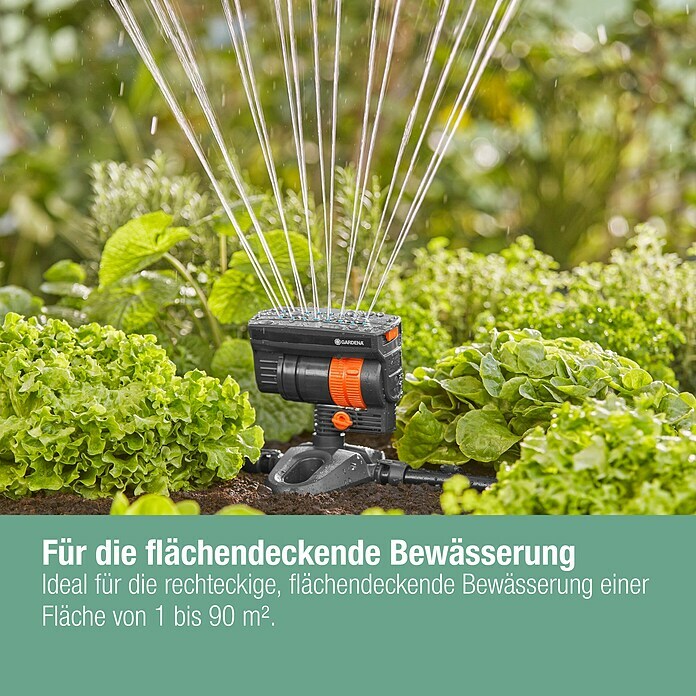 Gardena Micro-Drip Viereckregner OS 90 (Max. Regnerfläche: 90 m², Schwarz/Orange) | BAUHAUS