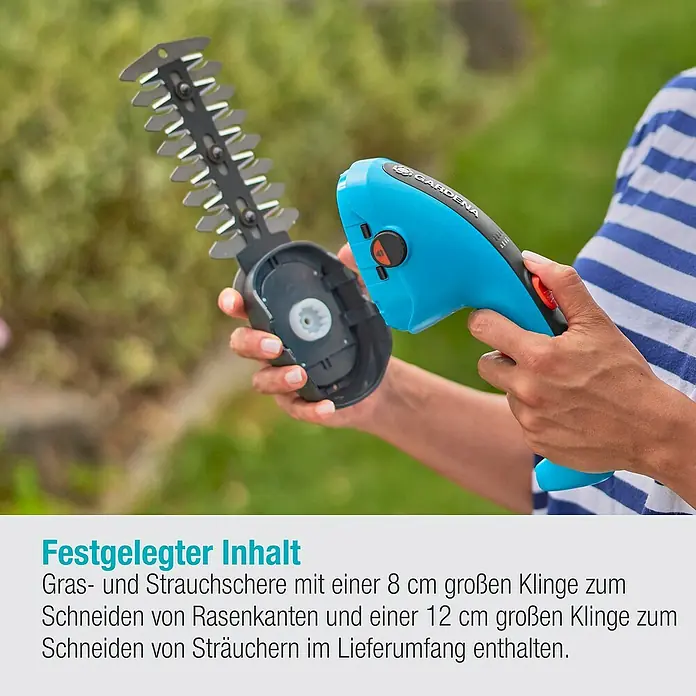 Gardena ClassicCut Akku-Gras- & Strauchschere Li - 3,6 V, Li-Ionen, 1 Akku, Schwertbreite: 8 cm - GARDENA Akku-Gras- und Strauchschere mit 8 cm Gras- und 12 cm Strauchklingen für präzise Rasenkanten und Sträucherschnitte.