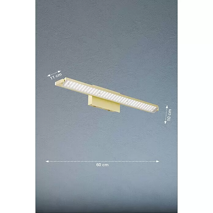Fischer & Honsel LED-Wandleuchte Pare - 20 W, L x B x H: 10 x 60 x 10 cm, Messing, Mehrfarbig - Rechteckige goldfarbene LED-Wandleuchte, 60 cm lang, 11 cm tief, 10 cm hoch.