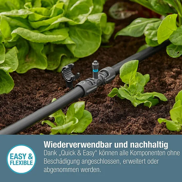 Gardena Micro-Drip T-Stück für Sprühdüsen - 1/2" x 13 mm, 5 Stk. - Bewässerungssystem mit "Quick & Easy"-Komponenten im Beet. Wiederverwendbar und nachhaltig für eine einfache Gartenbewässerung.