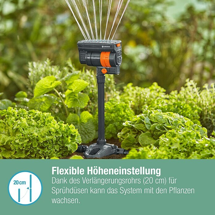 Gardena Micro-Drip Viereckregner OS 90 (Max. Regnerfläche: 90 m², Schwarz/Orange) | BAUHAUS