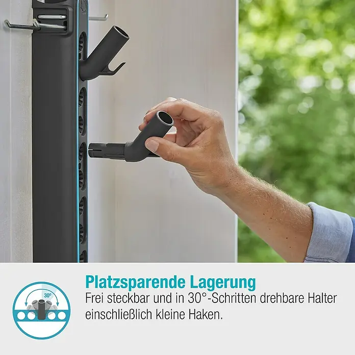 Gardena Halterung Einzelstecker Flex - Passend für: GARDENA combisystem, das Original GARDENA System & Scheren - Platzsparende Lagerung mit dem flexiblen Gerätehalter. Einfach einstecken und drehen für optimale Ordnung.