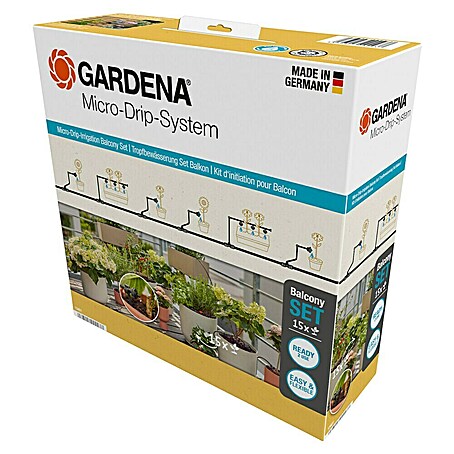 Gardena Micro-Drip Bewässerungs-Set Balkon Start-Set (Passend für: Bis zu 15 Topfpflanzen)