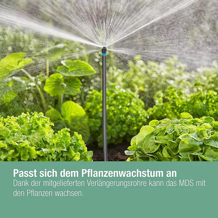 Gardena Micro-Drip Bewässerungs-Set Gemüse-/Blumenbeet Start-Set - Passend für: Gemüse- & Blumenbeete bis 40 m² - Bewässerungssystem passt sich Pflanzenwachstum an. Dank Verlängerungsrohren wächst das Bewässerungs-System mit den Pflanzen.