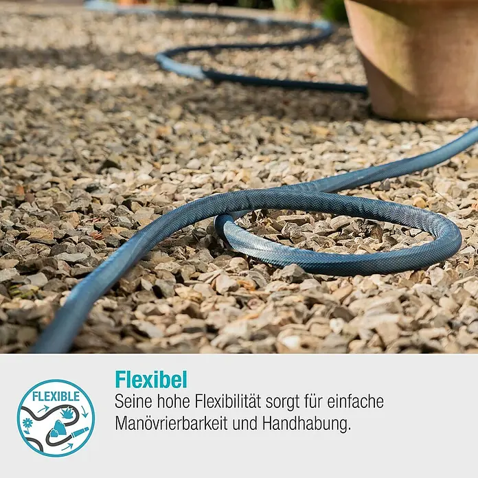 Gardena Gartenschlauch Liano Xtreme Set - 20 m, Schlauchdurchmesser: 19 mm - Der flexible Gartenschlauch liegt auf Kies und ist einfach zu handhaben. Seine Flexibilität sorgt für Manövrierbarkeit.