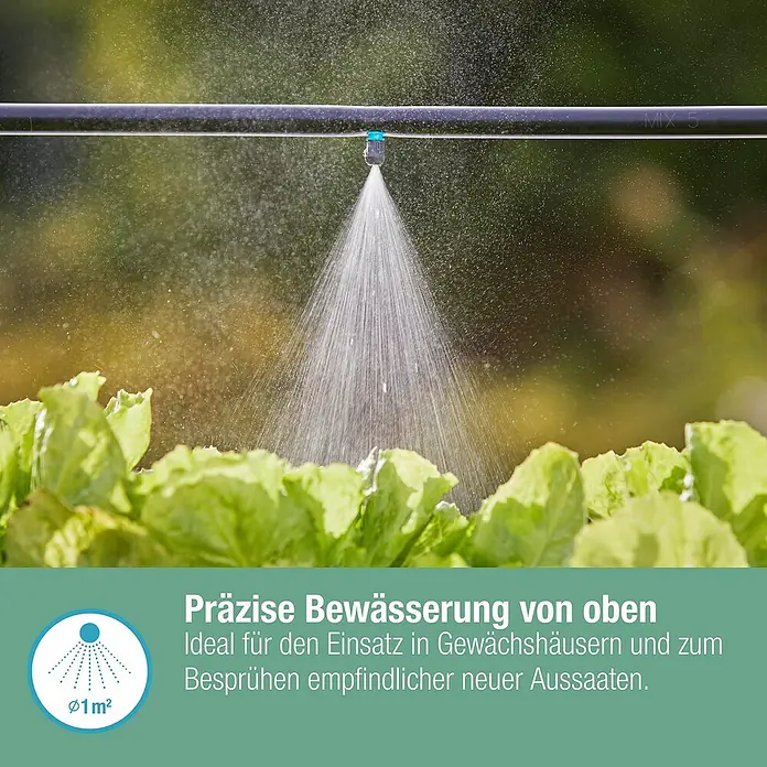 Gardena Micro-Drip Nebeldüse - 1/2" x 13 mm - Präzise Bewässerungssystem für Gewächshäuser, ideal zum Besprühen empfindlicher Aussaaten.