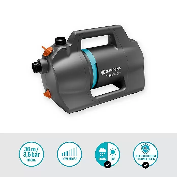 Gardena Gartenpumpen-Set 4100 Silent Saugschlauch550 W, Max. Fördermenge: 4.100 l/h