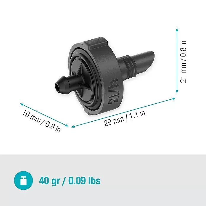 Gardena Micro-Drip Endtropfer druckregulierend10 Stk., Max. Wasserdurchfluss: 2 l/h Sketch