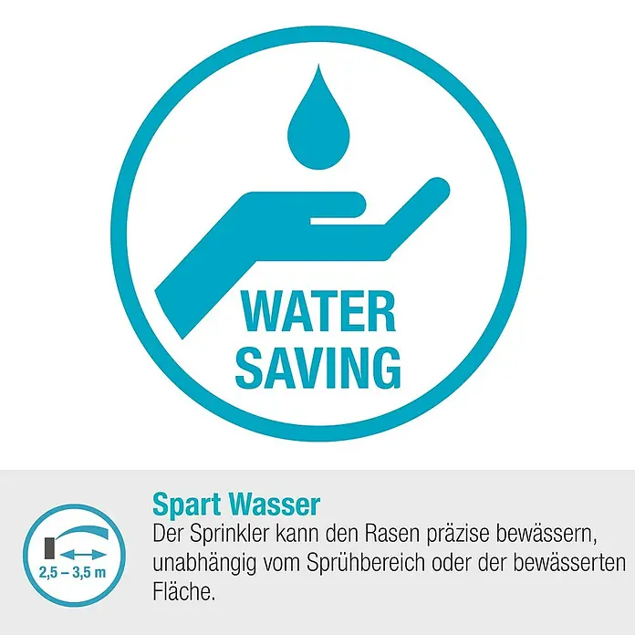 Gardena Sprinklersystem Turbinenversenkregner Pop-up MD40/300 - Max. Regnerfläche: 40 m², Rasenbewässerung - Wassersparender Rasensprenger.