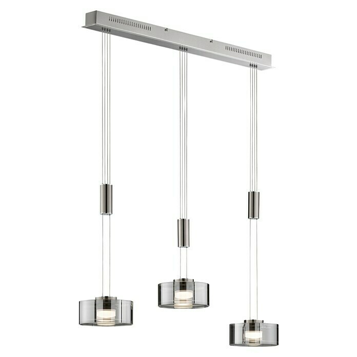 Fischer & Honsel LED-Pendelleuchte Lavin (27 W, L x B x H: 100 x 20 x 160 cm, Rauchfarben, Nickel/Chrom, Warmweiß, 3 Stk.) | BAUHAUS