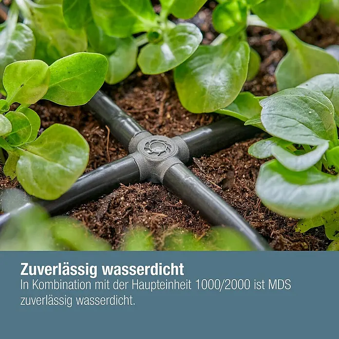 Gardena Micro-Drip Kreuzstück - 3/16" x 4,6 mm, 10 Stk. - Bewässerungsverteiler im Einsatz, zuverlässig und wasserdicht für die Bewässerung von Pflanzen.