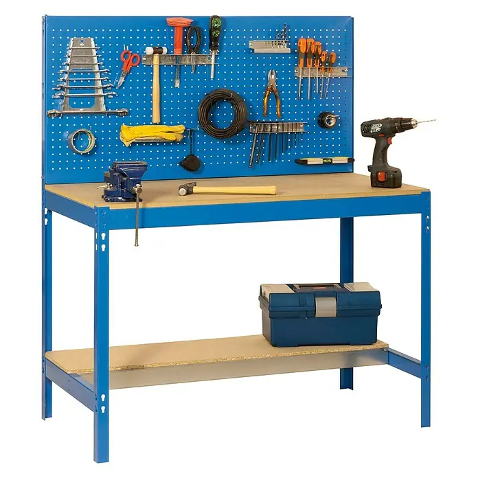 Simonrack Simonwork Banco de trabajo BT2 - Azul, Ancho: 151 cm - Banco de trabajo con herramientas, una solución práctica para cualquier taller. El banco azul ofrece mucho espacio y una superficie robusta.