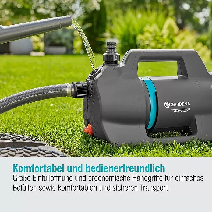 Gardena Gartenpumpen-Set 4100 Silent Saugschlauch550 W, Max. Fördermenge: 4.100 l/h