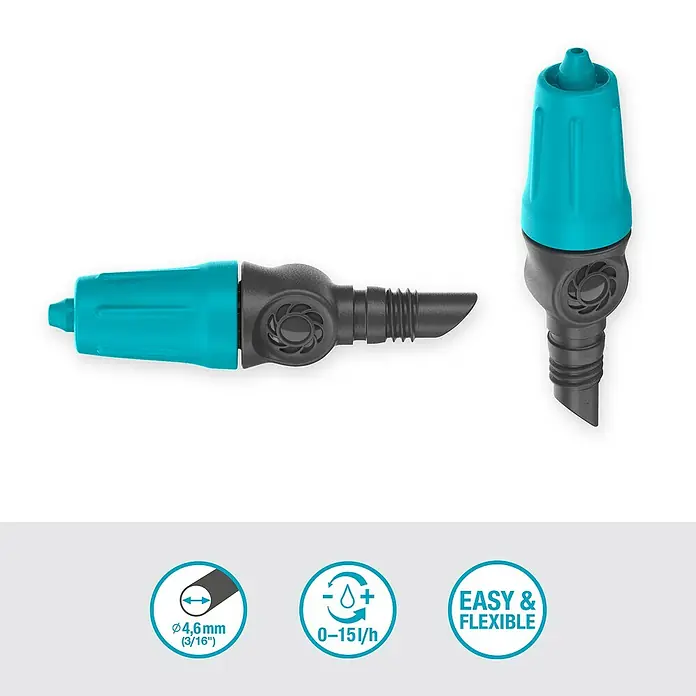 Gardena Micro-Drip Regulierbarer Endtropfer - 10 Stk., Max. Wasserdurchfluss: 15 l/h - Tropfbewässerungssystem: Präzise Bewässerung mit einstellbarer Durchflussmenge, ideal für Pflanzen im Garten oder auf der Terrasse.