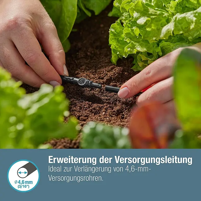 Gardena Micro-Drip Verbinder - 3/16" x 4,6 mm, 10 Stk. - Erweiterung für 4,6-mm-Versorgungsrohre im Einsatz, ideal zur Verlängerung von Bewässerungssystemen im Garten.