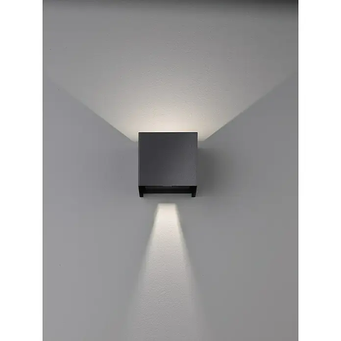 Fischer & Honsel LED-Außenwandleuchte Wall - 6 W, 10 x 11 x 10 cm, Schwarz, IP44 - Schwarze, quaderförmige Wandleuchte, die ihr Licht nach oben, unten und zur Seite abstrahlt und eine moderne Beleuchtung schafft.