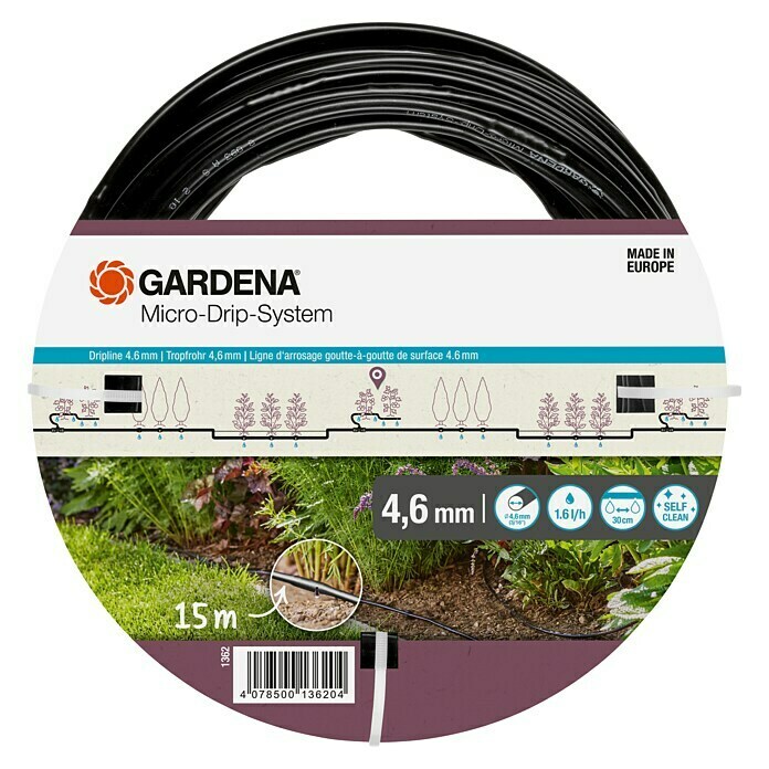 Gardena Micro-Drip Tropfrohr (Geeignet für: Randbewässerung, Anwendungsbereich: Außen, Länge: 15 m)