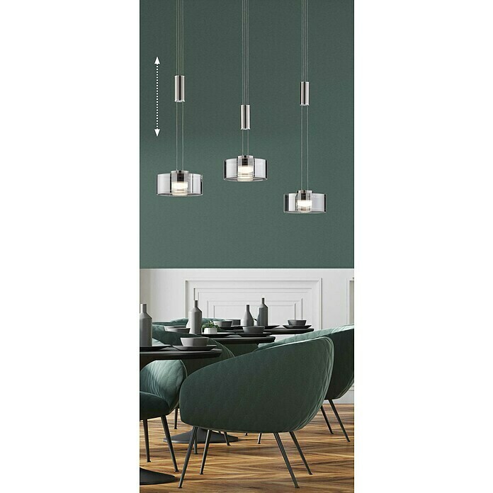 Fischer & Honsel LED-Pendelleuchte Lavin (27 W, L x B x H: 100 x 20 x 160 cm, Rauchfarben, Nickel/Chrom, Warmweiß, 3 Stk.) | BAUHAUS