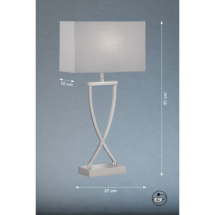 Fischer & Honsel Tischleuchte Anni (40 W, L x B x H: 27 x 12 x 51 cm, Nickelfarben, Grau, E27) | BAUHAUS