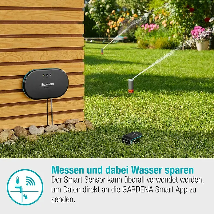 Gardena Smart system Bewässerungssteuerung - Batteriebetrieben, 3 -tlg., Passend für: Alle Gardena smart system Erweiterungen - Intelligenter Sensor von GARDENA zur Messung der Bodenfeuchtigkeit, Temperatur und Lichtstärke für eine optimale Bewässerung im Garten.