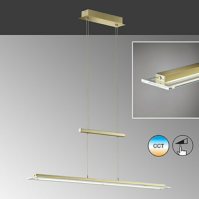 Fischer & Honsel LED-Pendelleuchte Tenso (25 W, L x B x H: 100 x 9 x 150 cm, Messing, Mehrfarbig) | BAUHAUS