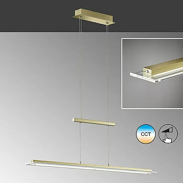Fischer & Honsel LED-Pendelleuchte Tenso25 W, L x B x H: 100 x 9 x 150 cm, Messing, Mehrfarbig Info