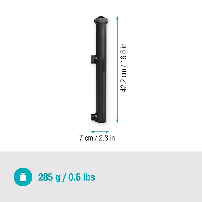 Gardena Sprinklersystem Turbinenversenkregner Pop-up MD40/300 - Max. Regnerfläche: 40 m², Rasenbewässerung - Abbildung eines Regneraufsatzes mit Maßangaben und Gewicht, ideal für die Bewässerung von Rasenflächen und Gärten.