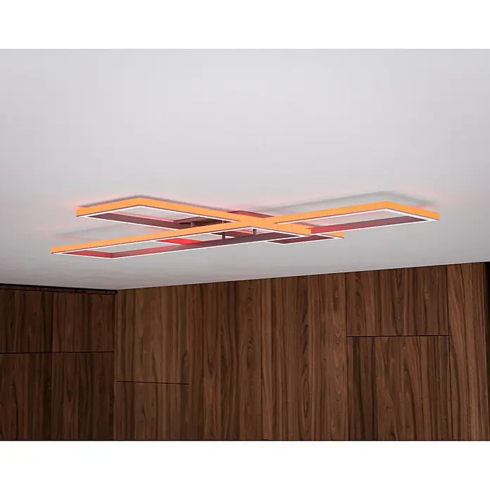 Just Light Felix LED-Deckenleuchte - 50 W, L x B x H: 105 x 71 x 6 cm, Stahl, RGBW - Moderne Deckenleuchte mit verschachtelten Rechteckformen in warmen Farbtönen, die ein gemütliches Ambiente schafft.