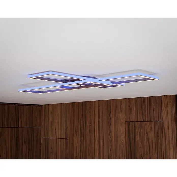 Just Light Felix LED-Deckenleuchte - 50 W, L x B x H: 105 x 71 x 6 cm, Stahl, RGBW - Moderne Deckenleuchte mit blauem Rahmen und warmweißer Beleuchtung, ein elegantes Designelement für jeden Raum.