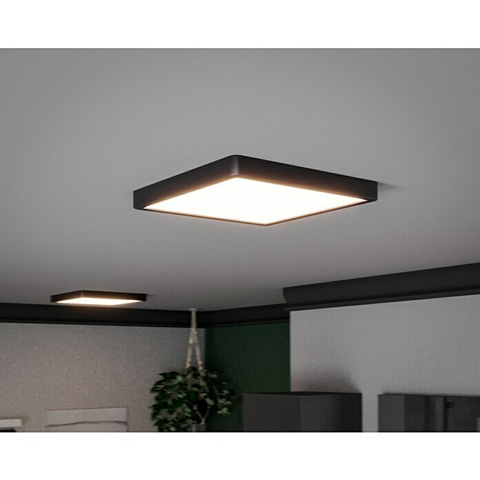 Eglo Fueva 5 LED-Deckenleuchte IP44 (20 W, L x B x H: 28,5 x 28,5 x 2,8 cm,  Schwarz, Weiß, Warmweiß) | BAUHAUS