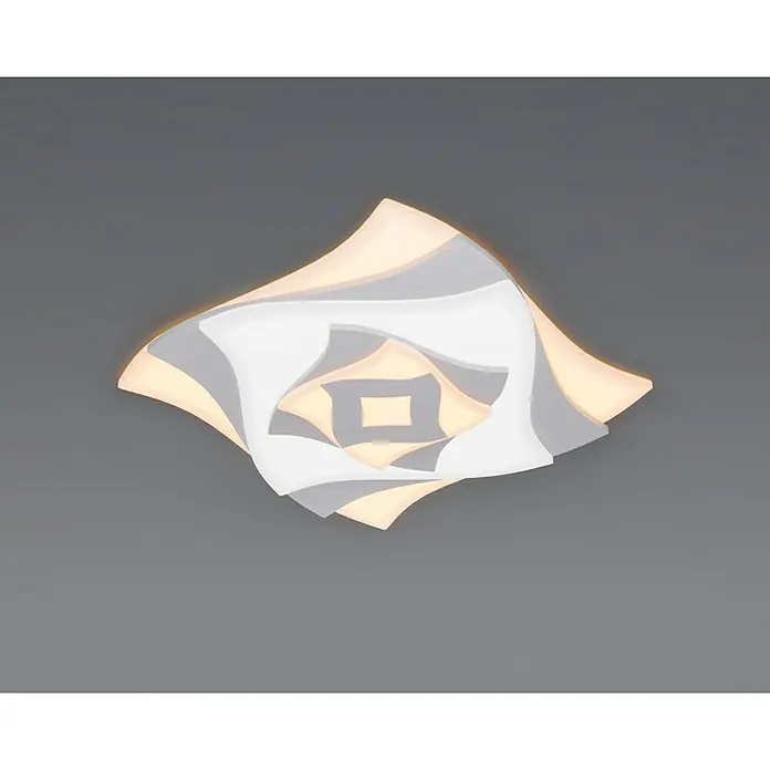 Trio Lighting Plafón LED Akita - 56 W, L x An x Al: 48 x 48 x 5,5 cm, Blanco, Multicolor - Lámpara de techo LED moderna con diseño curvo, que proporciona una iluminación agradable y añade un toque elegante a cualquier habitación.
