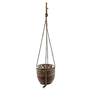 Van der Leeden Plantenmand Balloon Stripe Rotan Hangmand (Brons, Ø x h: 15 x 14 cm)