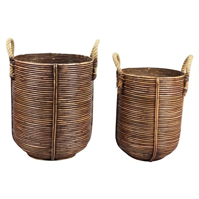 Van der Leeden Plantenmand Stripe Rotan (Brons, 2 st.) | BAUHAUS