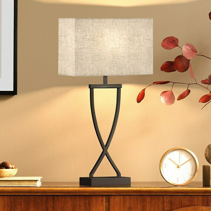Fischer & Honsel Tischleuchte Anni (40 W, L x B x H: 27 x 12 x 51 cm, Sandschwarz, Sand, E27)