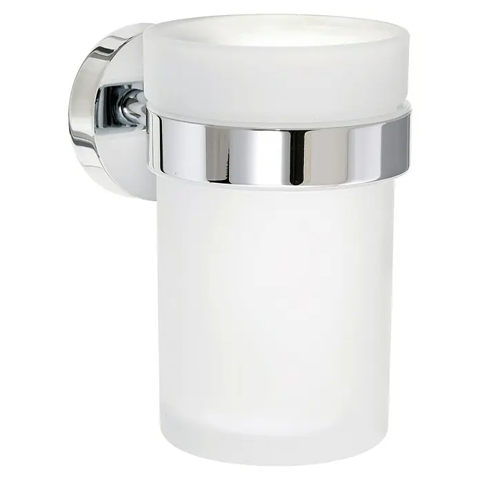 Camargue Monaco Glashalter - Edelstahl, Chrom - Elegantes Glas für Zahnbürsten mit verchromter Halterung. Ideal für moderne Badezimmer.
