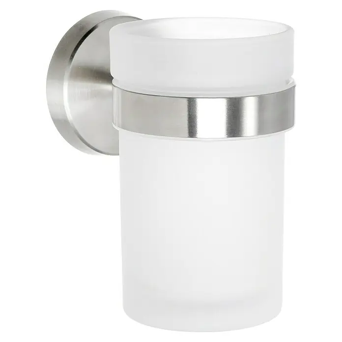 Camargue Paris Glashalter - Edelstahl, Matt - Wandmontierter Zahnputzbecherhalter aus satiniertem Glas mit silberner Halterung. Er ist funktional und elegant für jedes Badezimmer.