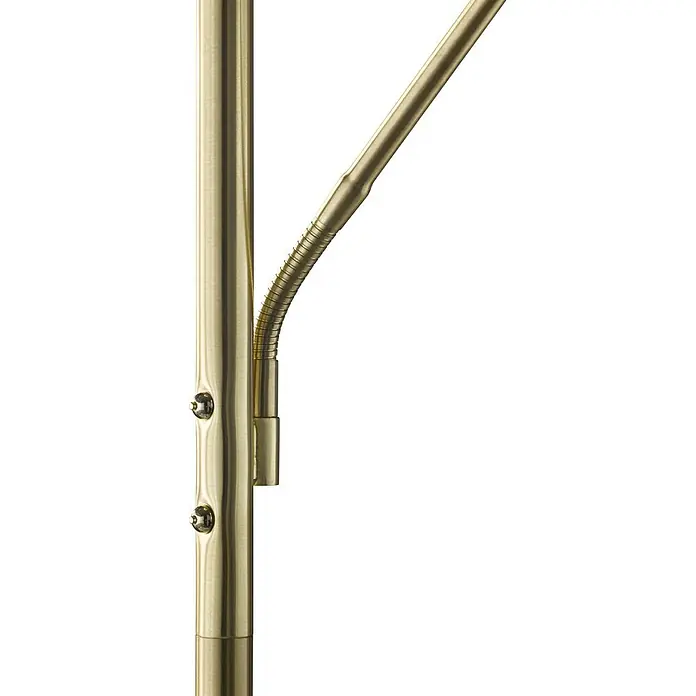 Fischer & Honsel Dent LED-Stehleuchte - 45 W, Höhe: 180 cm, Messing, Mehrfarbig, 2 Stk. - Detailaufnahme einer goldenen Stehlampe mit flexiblem Arm und zwei Knöpfen am Hauptständer. Elegantes Design für Wohnräume.