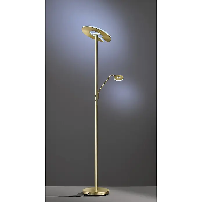 Fischer & Honsel Dent LED-Stehleuchte - 45 W, Höhe: 180 cm, Messing, Mehrfarbig, 2 Stk. - Elegante Stehlampe in Gold mit zwei Leuchten. Das moderne Design macht sie zu einem Blickfang in jedem Raum.