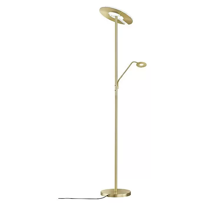 Fischer & Honsel Dent LED-Stehleuchte - 45 W, Höhe: 180 cm, Messing, Mehrfarbig, 2 Stk. - Goldene Stehlampe aus Metall mit Deckenfluter und verstellbarer Leselampe.