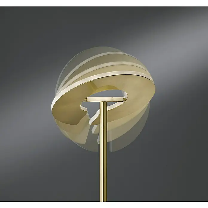 Fischer & Honsel Dent LED-Stehleuchte - 45 W, Höhe: 180 cm, Messing, Mehrfarbig, 2 Stk. - Eine moderne Stehlampe mit einem goldenen, spiralförmigen Lampenschirm, der ein warmes Licht ausstrahlt und einen Hauch von Eleganz verleiht.