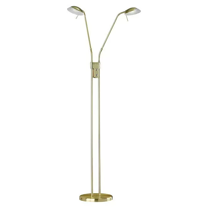 Fischer & Honsel Pool LED-Stehleuchte - 10 W, Höhe: 160 cm, Messing, Mehrfarbig - Goldfarbene Stehleuchte mit zwei verstellbaren Köpfen und rundem Fuß.