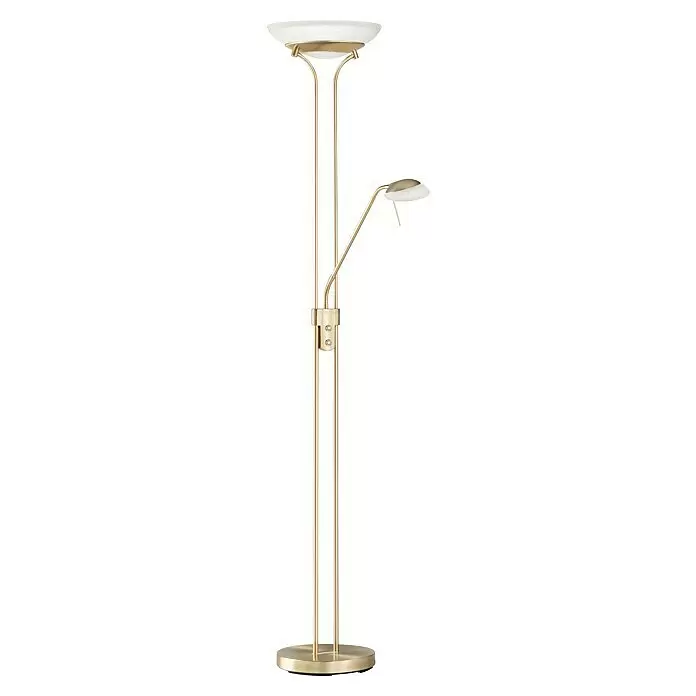 Fischer & Honsel Pool LED-Stehleuchte - 33 W, Höhe: 182 cm, Messing, Mehrfarbig - Goldfarbene Stehleuchte mit Deckenfluter und verstellbarer Leselampe.