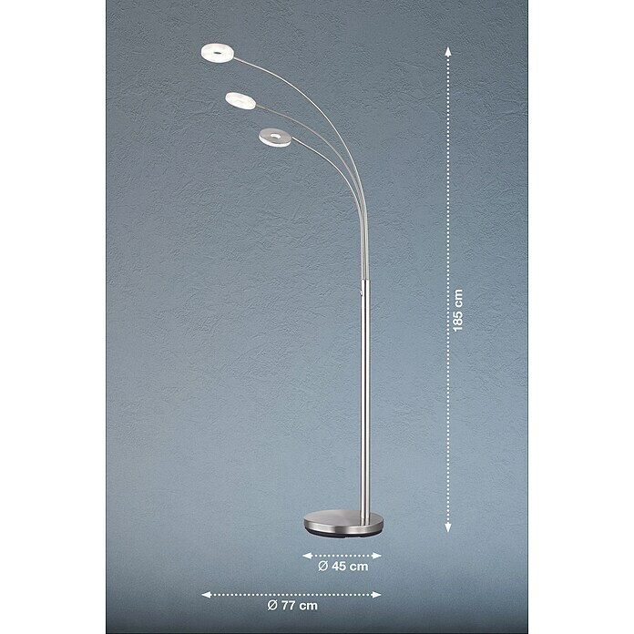 Fischer & Honsel Dent LED-Stehleuchte (22,5 W, Höhe: 185 cm, Nickel, Mehrfarbig, 3 Stk.) | BAUHAUS