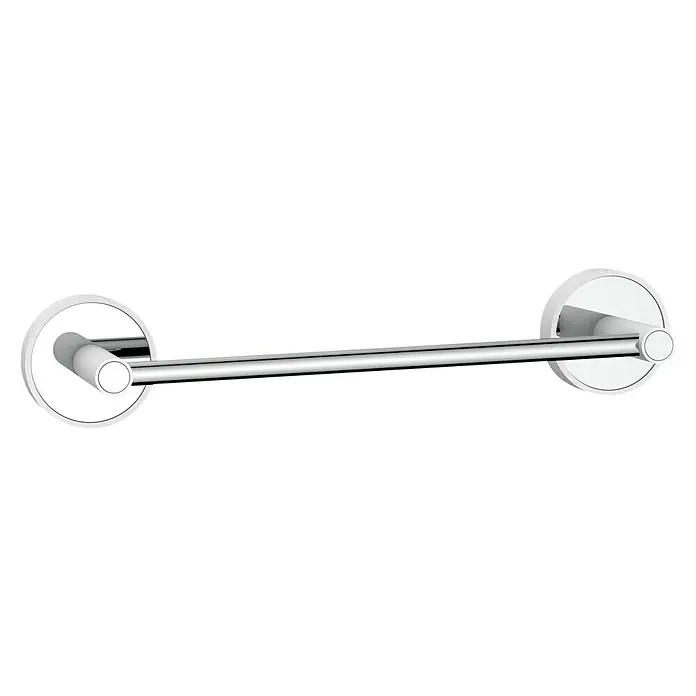 Toallero de barra Fusión - 30 cm, Cromo/Blanco - Un toallero cromado brillante con soportes redondos. Práctico y elegante para cualquier baño.