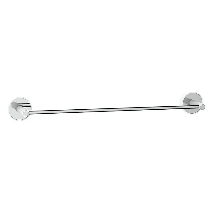 Toallero de barra Fusión - 50 cm, Cromo/Blanco - Una barra de toalla cromada con soportes redondos blancos en cada extremo.