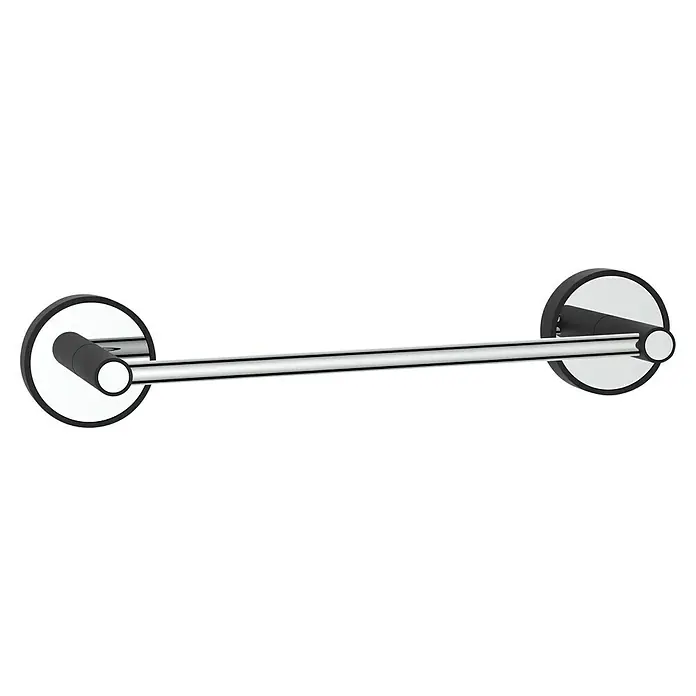 Toallero de barra Fusión - 30 cm, Negro/cromo - Toallero de cromo con soportes redondos para montaje en pared. Práctico y elegante para cualquier baño.
