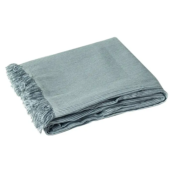 Manta para sofá Multiusos - Textil, Rayas gris - Manta de algodón a rayas grises con flecos decorativos. Ideal para momentos acogedores en el sofá o como accesorio elegante.