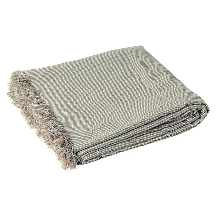 Manta para sofá Multiusos - Textil, Rayas beige - Manta de algodón beige con estampado de rayas y bordes con flecos, una adición acogedora y elegante a cualquier hogar.